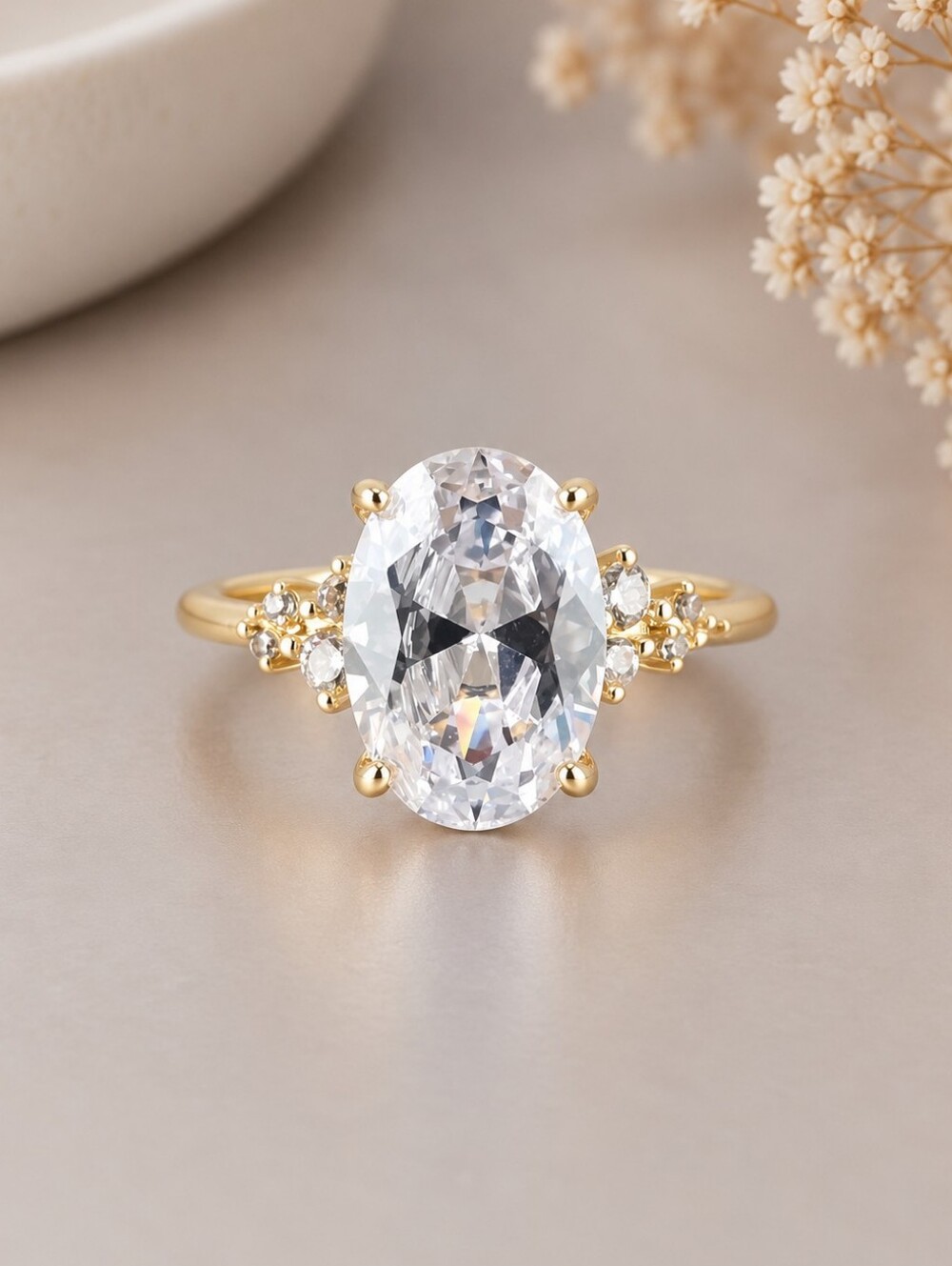 Gold Oval Stone Ring